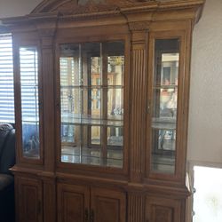 2pc Wooden/ Glass China Cabinet 