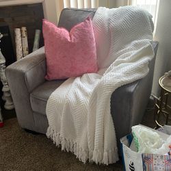 New Ashley Med Gray Chair Custom/ottomon