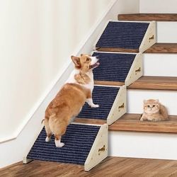 New 4 pack Dog Ramps for Stairs, Wooden Pet Ramp Stairs Small Medium Dogs, Staircase Ramp