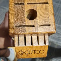 Cutco 10 Slot Knife Block Golden Oak Galley Wood Knife Holder Made in USA Vtg