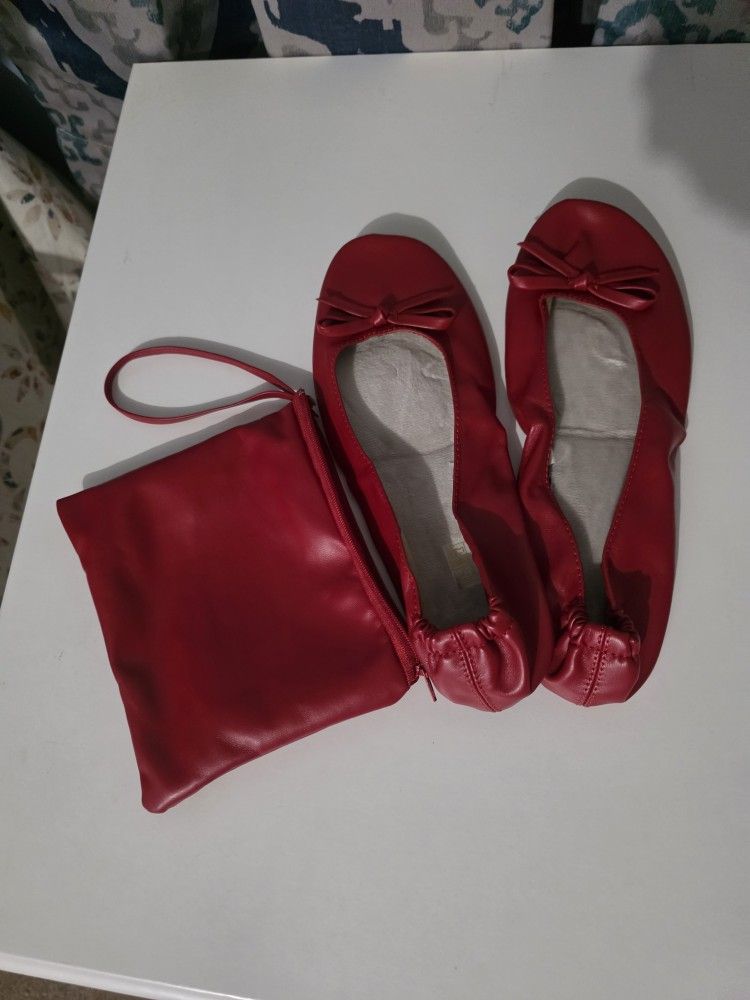 Red Bow Ballet Shoes