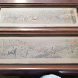 Framed antique Henry Alken T. Sutherland etchings 1824