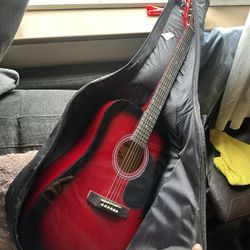 Red Acoustic Guitar – Great for Beginners 🎸
