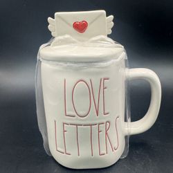 NEW Rae Dunn LOVE LETTERS Mug with Love Letter Heart Lid, Valentine’s Day
