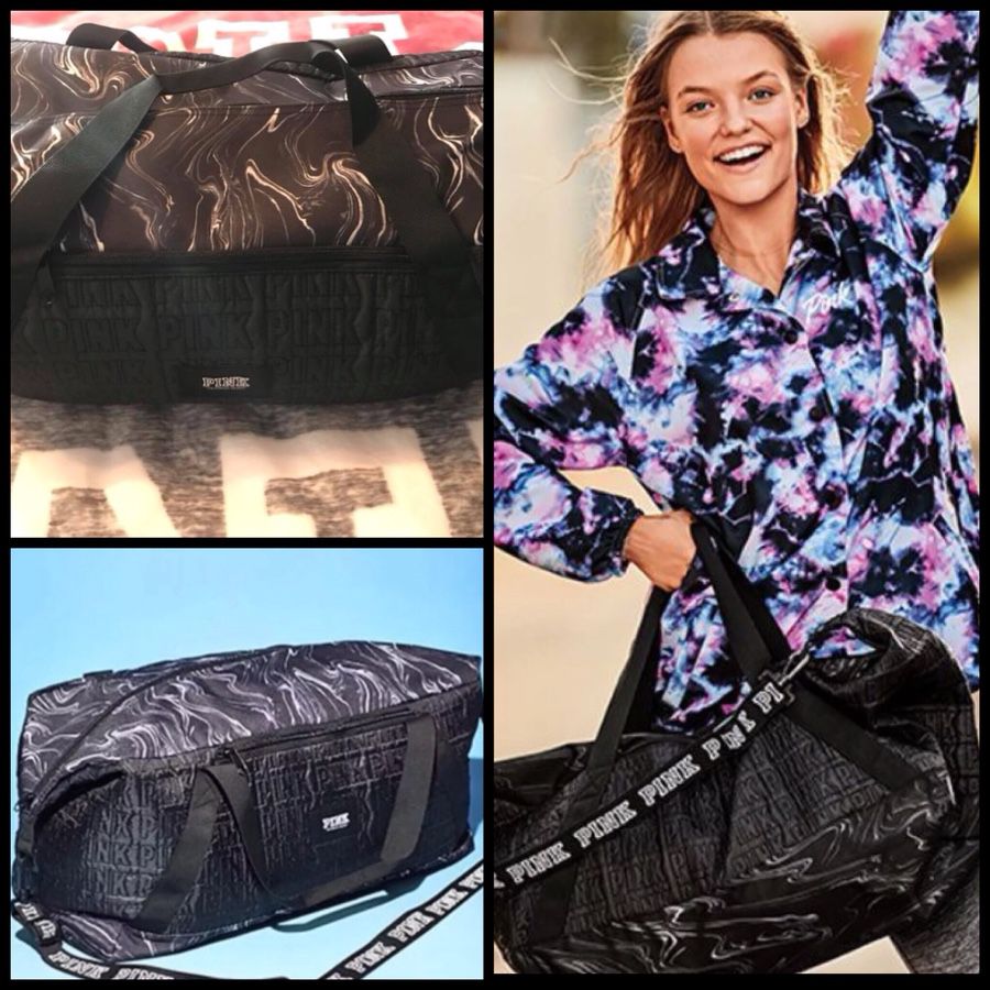 Victoria's Secret Expandable Weekender Tote Bag, Pink/Black Stripe Zip-top  for Sale in Davenport, FL - OfferUp