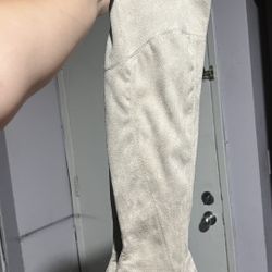 Beige Knee High Boots