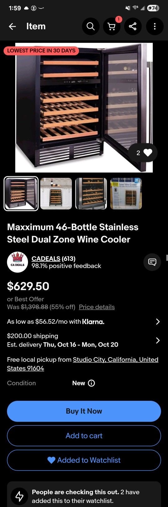 Maxxium Wine Bottle Refrigerator Cooler 