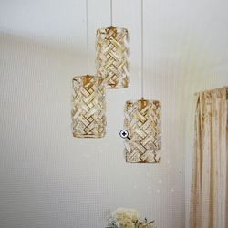 Three Light Modern Gold Crystal Pendant Mini Chandelier Adjustable