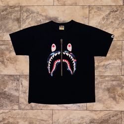 BAPE Color Camo Gold Zip Shark Tee Black Multi Size XL