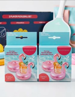 South Beach Flamingo Inflatable Drink Holder 2-Pack (x2 Boxes)