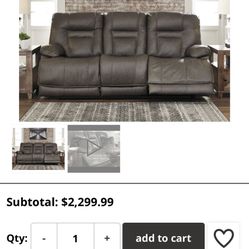 Ashley Wurstrow Leather 3 Ways Recliner Sofa