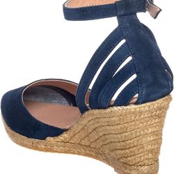 Women's Eric Michael Vera Navy Suede Leather Wedge Sandals EU 39 US 8.9-9 M 