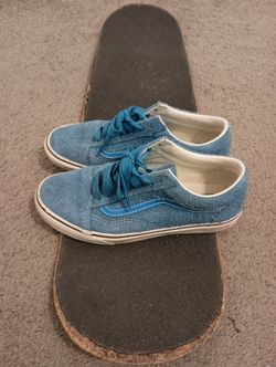 Vans Old Skool Baby Blue Pig Suede White Leather Interior 7.5