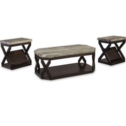 Radilyn Faux Marble 3 Piece Coffee Table Set