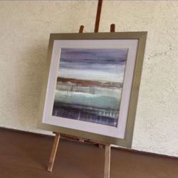 One Framed Abstract Modern Art In Glass And Metallic Frame 34x34