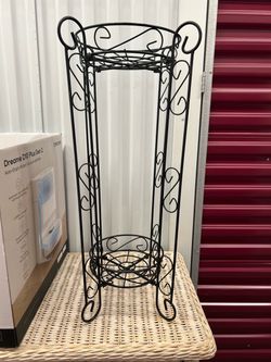 Black Wrought Iron Plant Stand with Trays