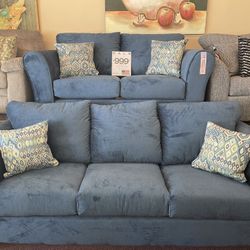 🇺🇸Huge Blowout Furniture Sale!🇺🇸 Brand New Blue Sofa Loveseat Livingroom Set! $50 Down Takes It Home Today!