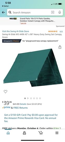 Canopy (only) For Wooden Swing Set 