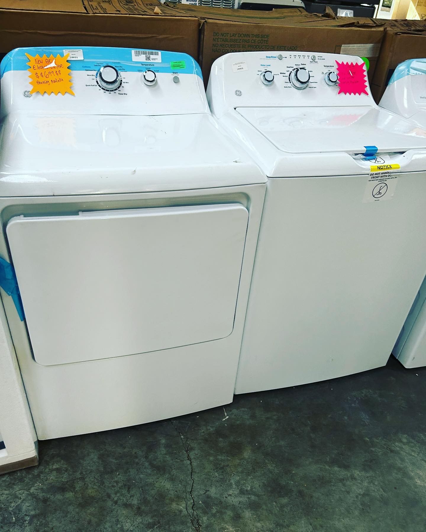 NEW GE WASHER AND DRYER SET $999 1 Year Warranty