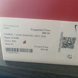 Youth force 1 low Easton size 2