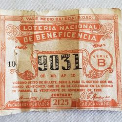 Expired Panama Lottery Ticket 1959 Read Below