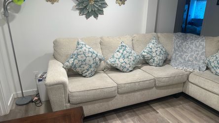 Beige Fabric Sectional Sofa