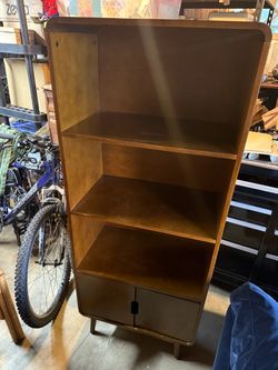 Mcm Bookshelf Solid Wood W Cabinet Doors