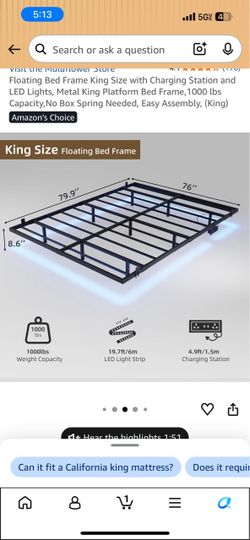 King floating bed frame