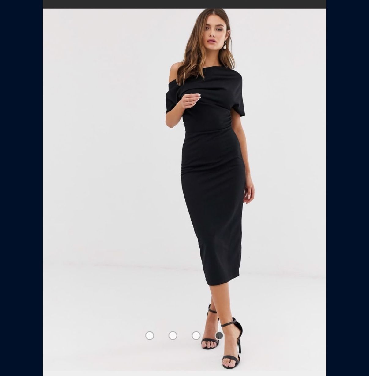 ASOS DESIGN pleated shoulder pencil dress in black Sz 4