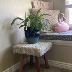 Woven Leather Accent Stool