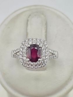 Platinum 1.42ct unheated ruby and diamond ring