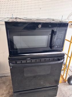Electric flat top stove oven and microwave