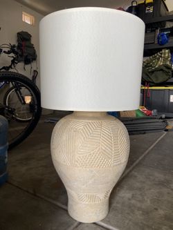 Natural Ceramic Lamp With Cream Shade