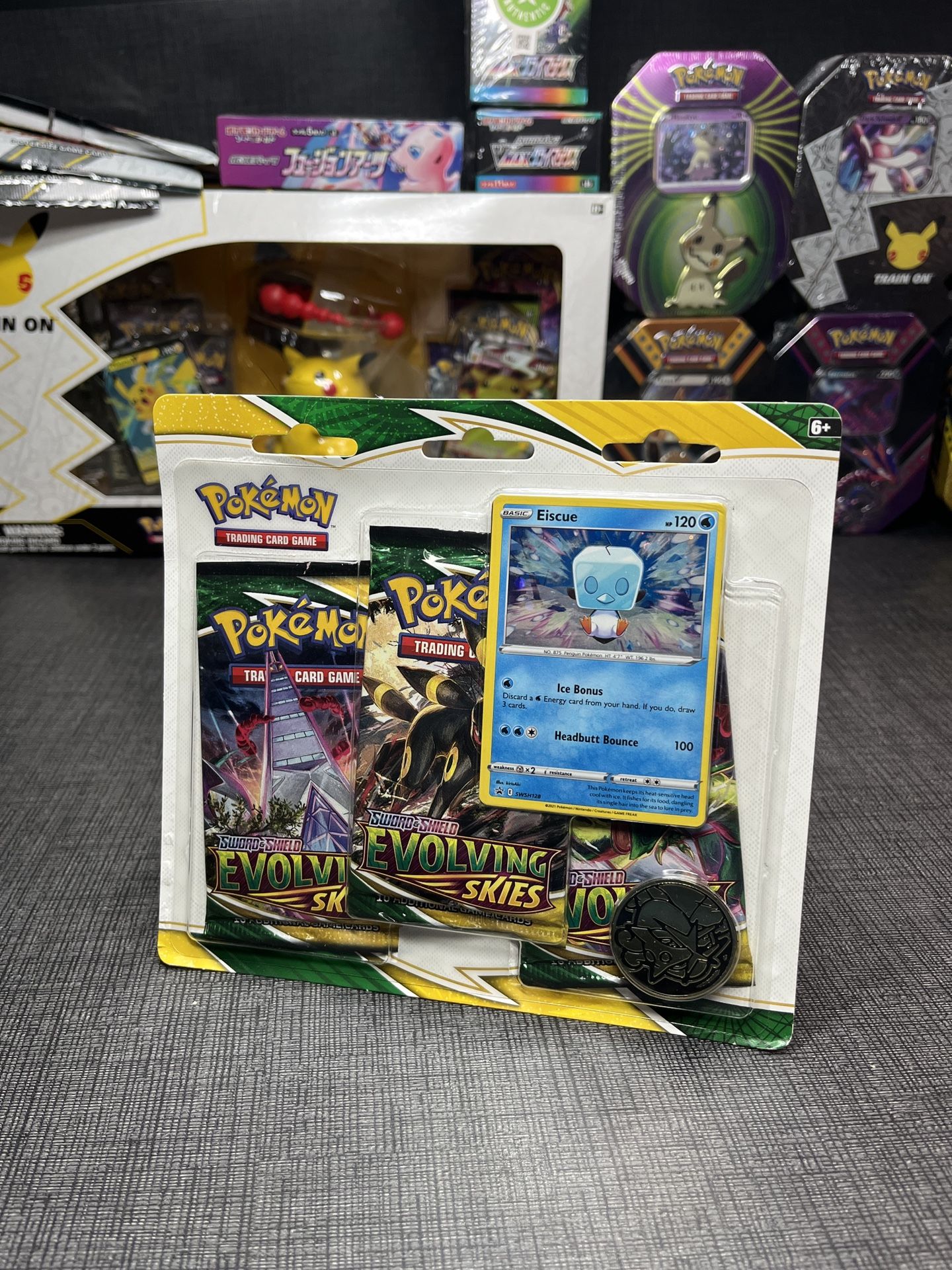 Pokemon TCG Sword & Shield Evolving Skies 3 Pack Blister + Eiscue Promo Card