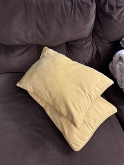 Yellow Microfiber Throw Pillows (Set of 2)