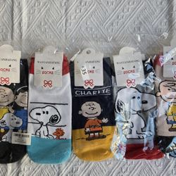 Peanuts Cartoon Kids Socks, Set Of 5