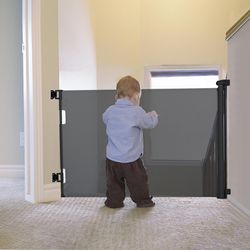 Retractable Baby Gate Indoor Outdoor Safety Gate for Baby and Pet Extends to 71" Wide 35" Tall Child Safety Gate Mesh Gate for Stairs, Doorways, Hallw