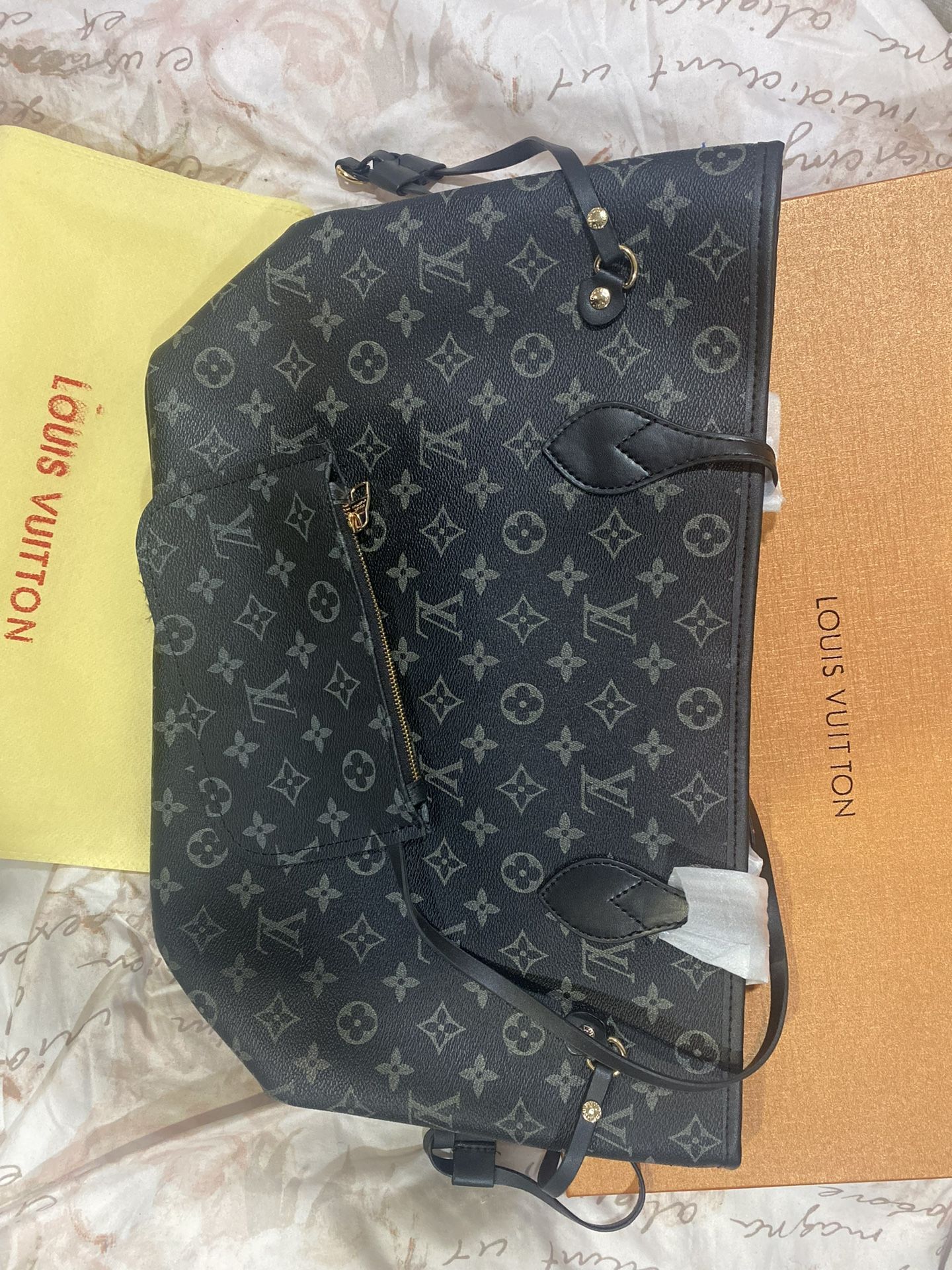 NEW Designer Authentic LV Tote Bag Black