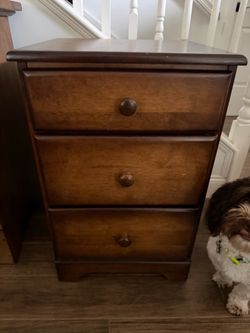 Twin bed frame (mattresses not included) and matching nightstand