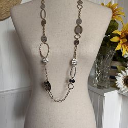 Two-Tone Circle Station Necklace