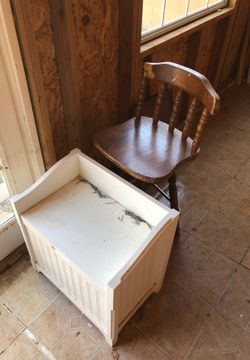 Chair and wooden container