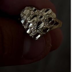 Gold Nugget Heart Ring 14k