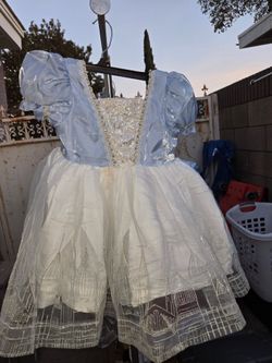 Girls Blue Princess Dress with Tulle Skirt