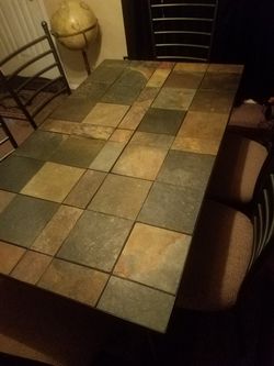 Stone slated table and bar