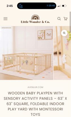 Wooden Baby Playpen with Sensory Activity Panels