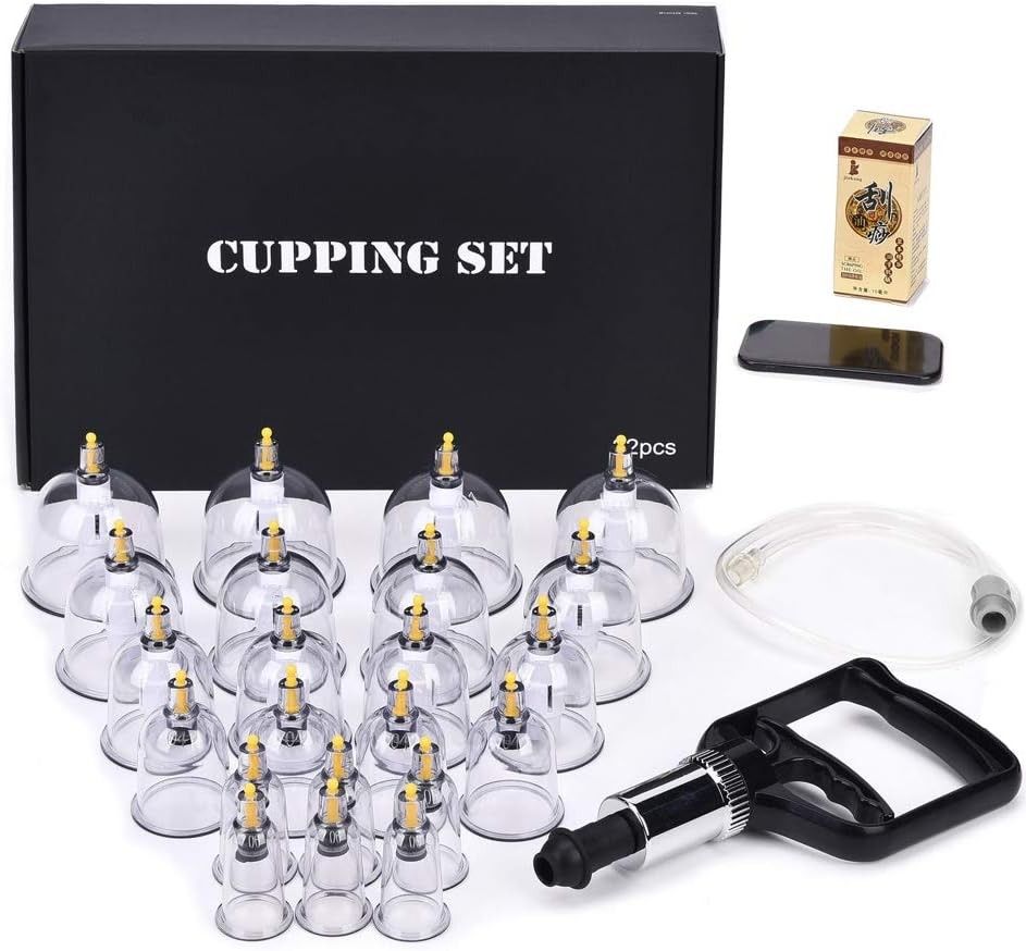 MUCHOO Cupping Set Professional Chinese Acupoint Cupping Therapy Sets Portable, Suction Hijama Cupping Set with Vacuum Magnetic Pump Cellulite Cupping
