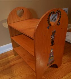 3 Teir Wooden Shelf with Heart Cutouts