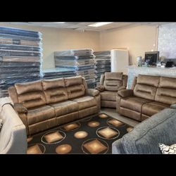 3 PIECE RECLINER SET SOFA LOVESEAT CHAIR 