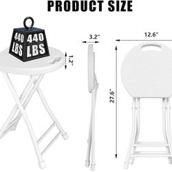 Folding Stool, 18 Inch Foldable Stool with Handle & Steel Frame, Pack of 2 Folding Bar Stools, 440lbs Sturdy Foldable Lightweight Metal Chair for Camp