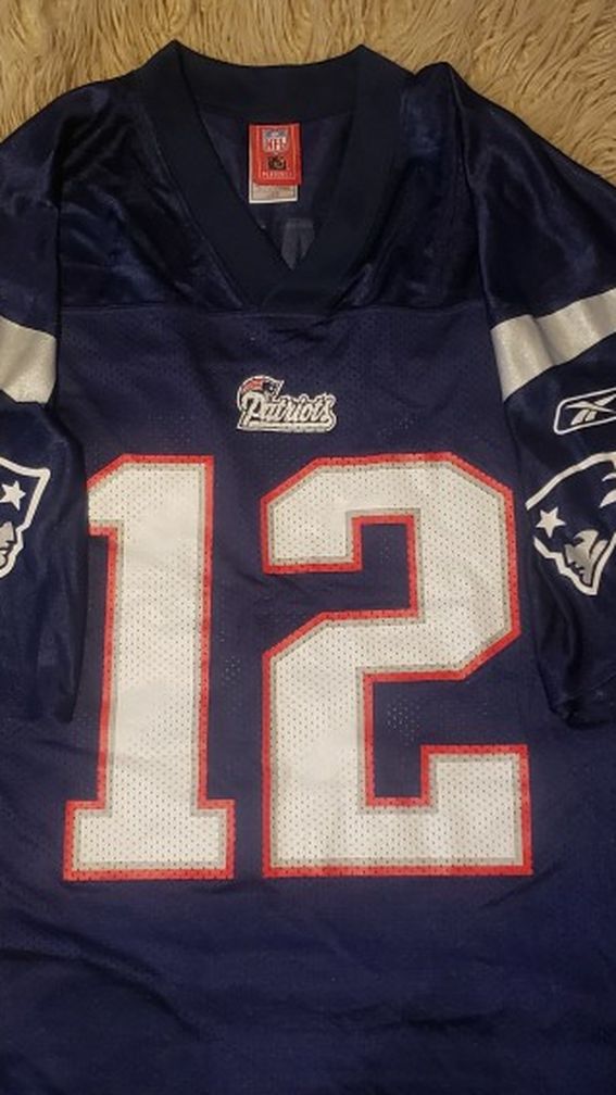 Vintage Reebok NFL Players 12 New England Patriots Tom Brady Jersey Size L